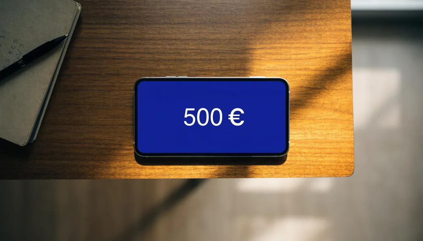 Un foglio di concessione in carta con un timbro rosso, appoggiato su una scrivania di legno accanto a una penna
