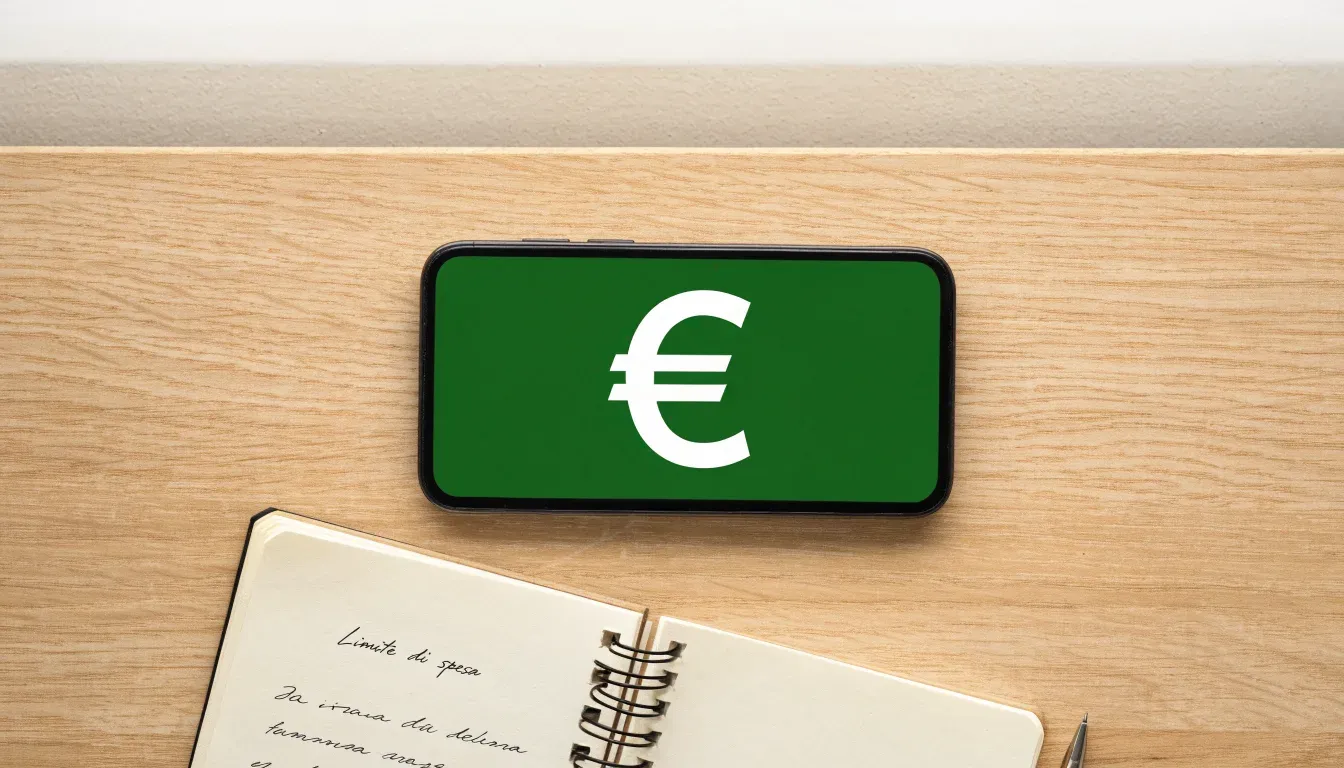 Un foglio di concessione in carta con un timbro rosso, appoggiato su una scrivania di legno accanto a una penna