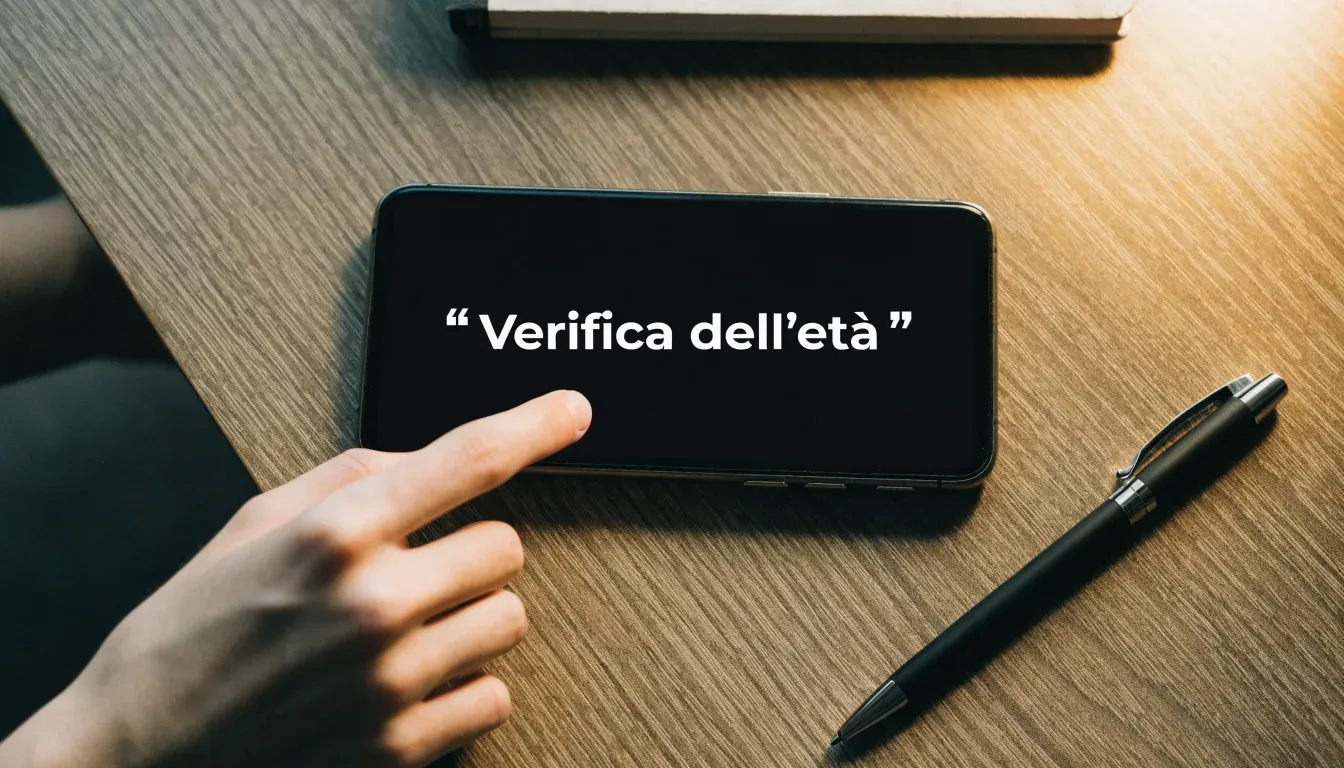 Un foglio di concessione in carta con un timbro rosso, appoggiato su una scrivania di legno accanto a una penna