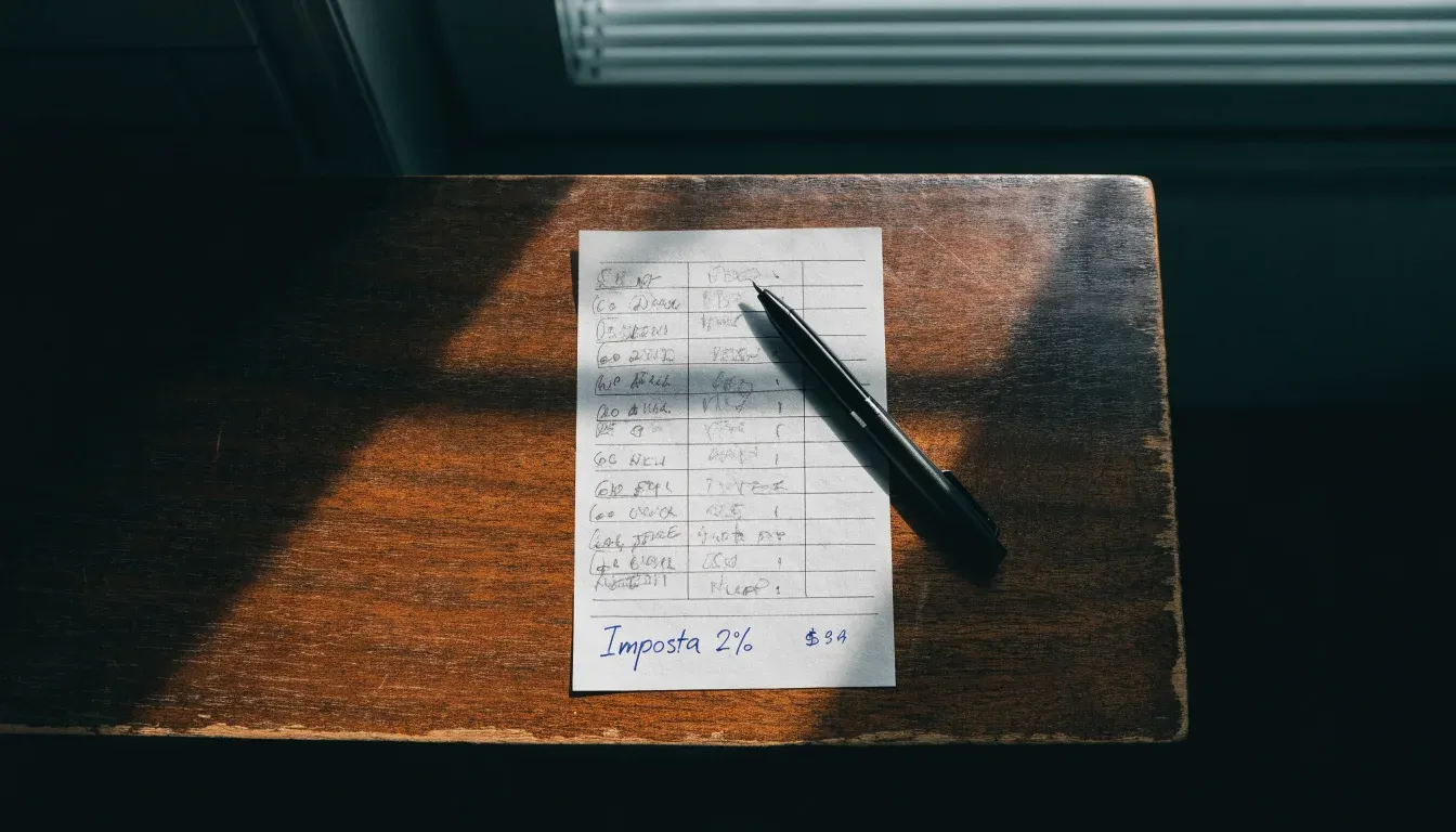 Un foglio di concessione in carta con un timbro rosso, appoggiato su una scrivania di legno accanto a una penna