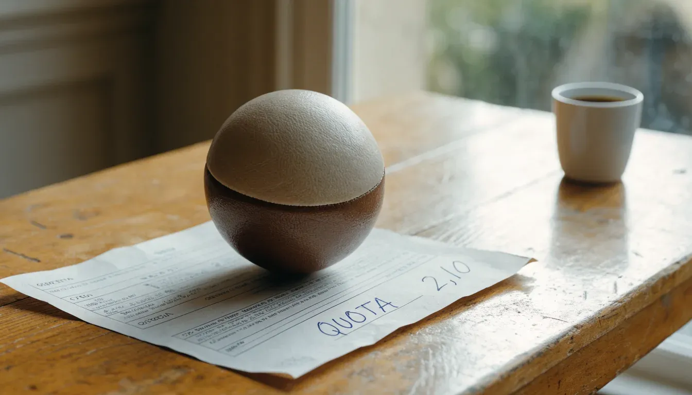 Un pallone da calcio appoggiato su una schedina bianca su un tavolo di legno, alla luce del giorno