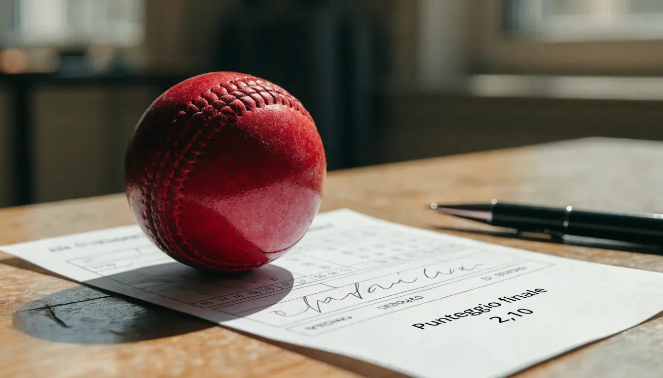 Un pallone da calcio appoggiato su una schedina bianca su un tavolo di legno, alla luce del giorno