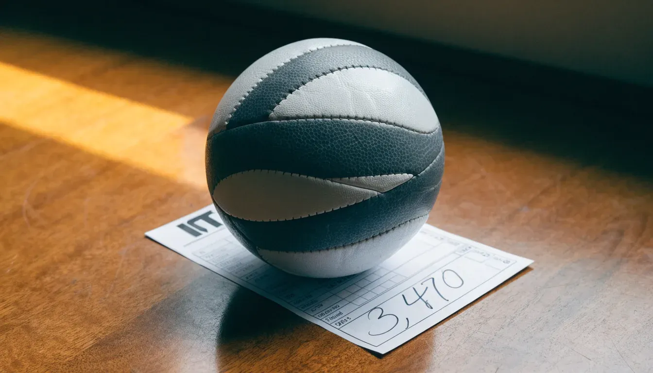 Un pallone da calcio appoggiato su una schedina bianca su un tavolo di legno, alla luce del giorno