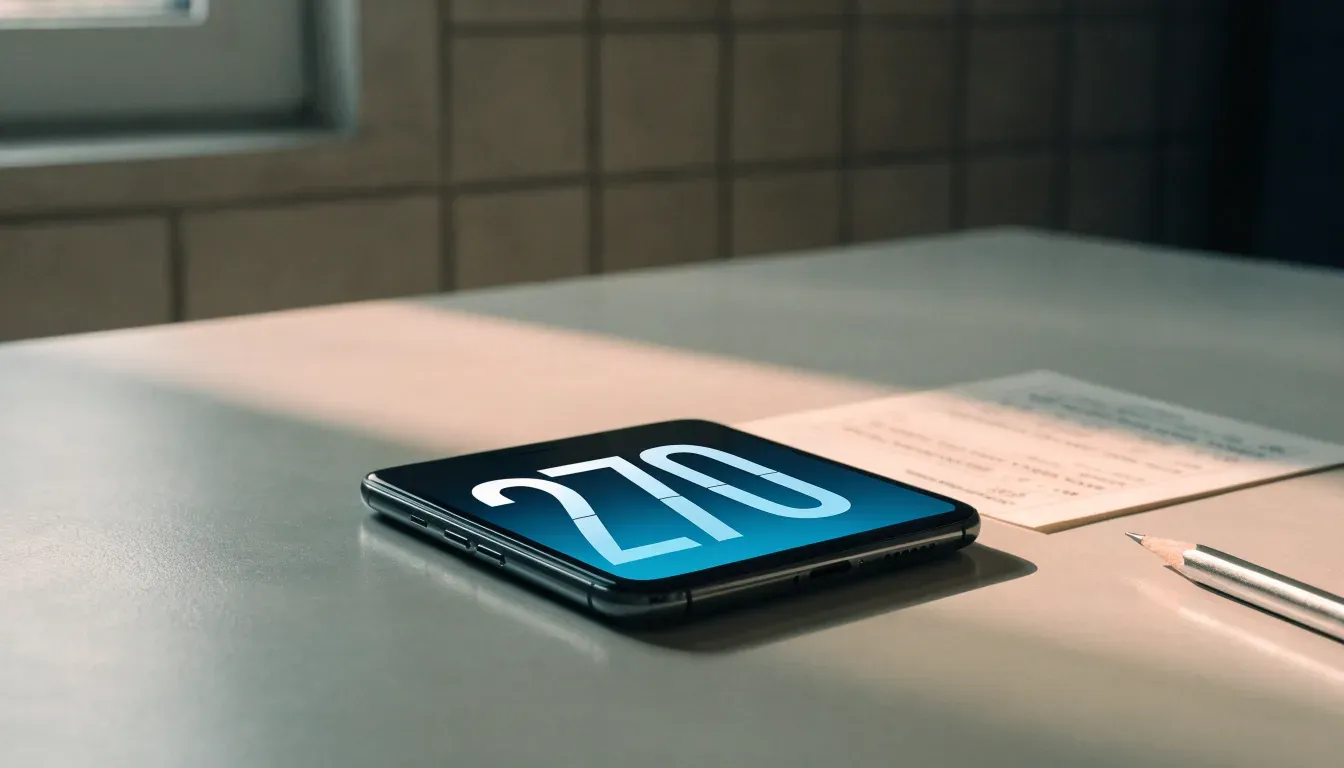 Un documento di identità appoggiato accanto a uno smartphone con un timer sullo schermo, su un tavolo da cucina