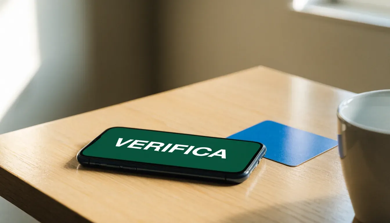 Un documento di identità appoggiato accanto a uno smartphone con un timer sullo schermo, su un tavolo da cucina